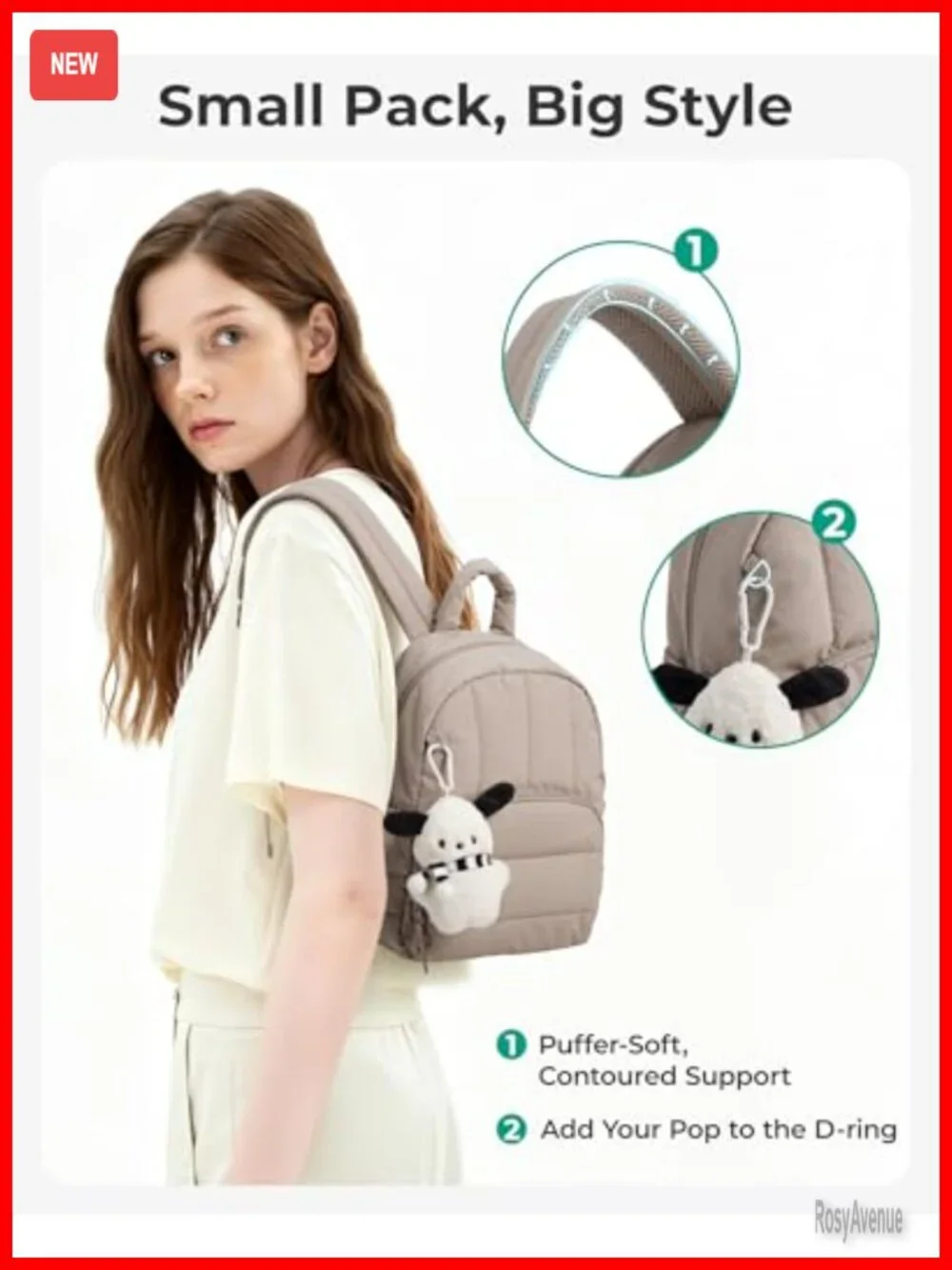 Mini Quilted Puffer Backpack, Lightweight Water-Resistant Travel Daypack